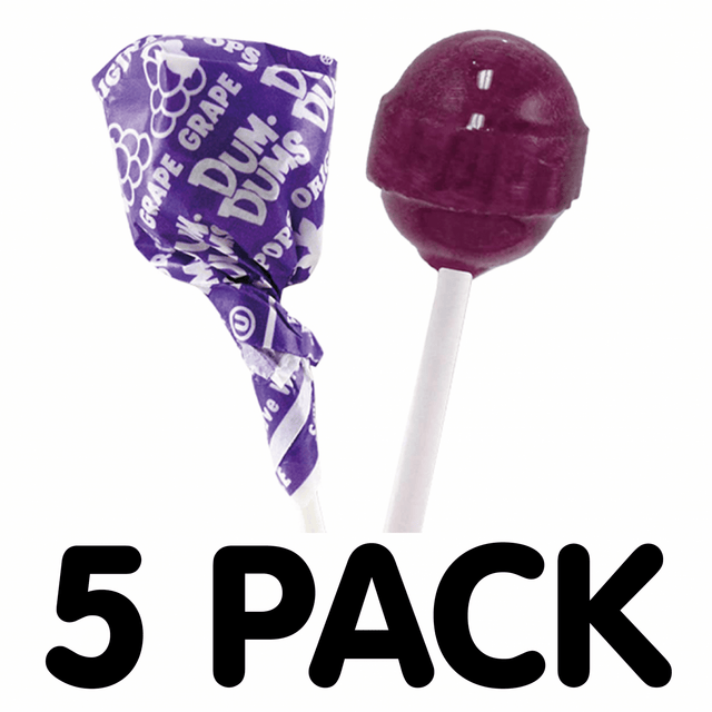 Dum Dums Lollipop Grape (5 Pack)