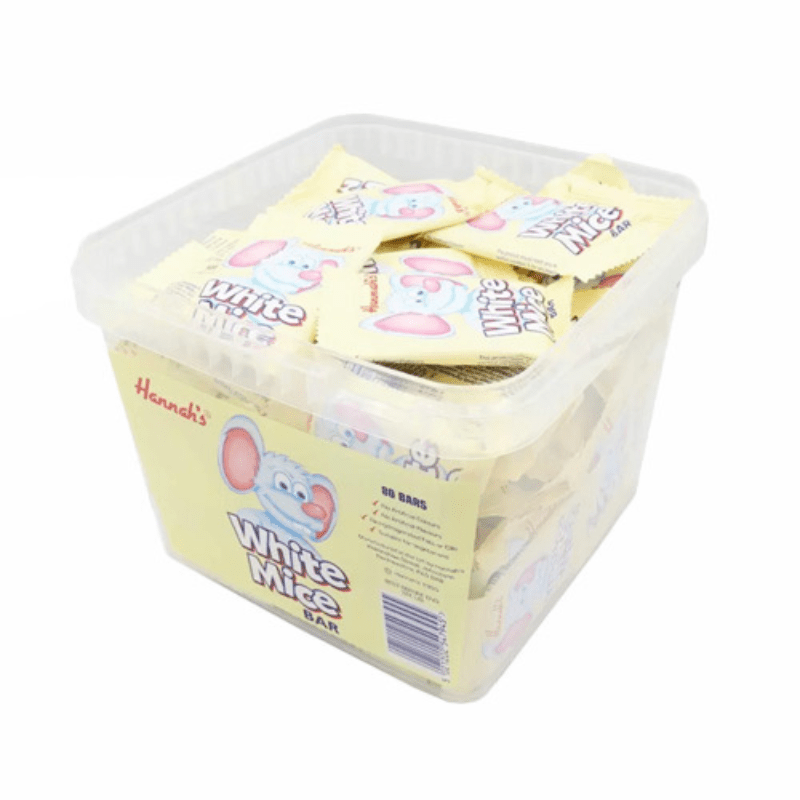 Hannahs Large Tub White Mice Bar (80pcs)