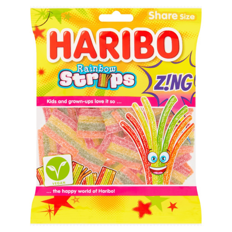 Haribo Rainbow Strips Zing Bag (130g)