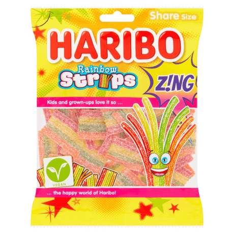 Haribo Rainbow Strips Zing Bag (130g)