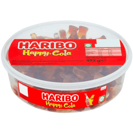Haribo Sweet Tub Happy Cola Bottles (492g) (BB 04/24)