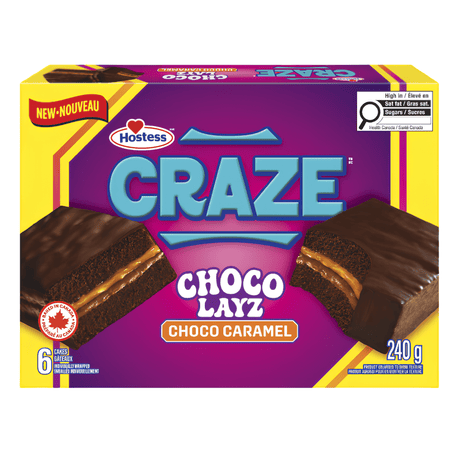 Hostess Craze Choco Layz Choco Caramel Cake 6 Pack 240g CANADA