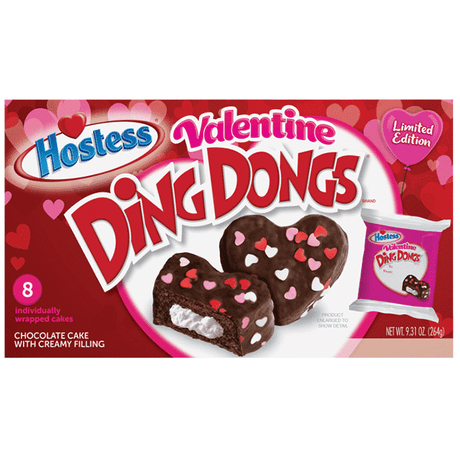 Hostess Valentines Heart Shaped Ding Dongs - Box of 8