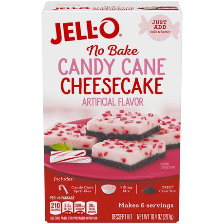 Jell-O No Bake Candy Cane Cheesecake