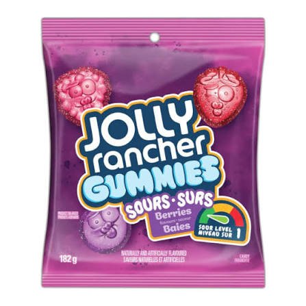 Jolly Rancher Gummies Sours Berries Peg Bag 182g CANADA