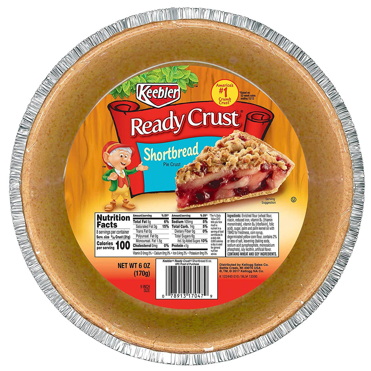 Keebler Ready Crust 9 Inch Shortbread Pie Crust (170g)