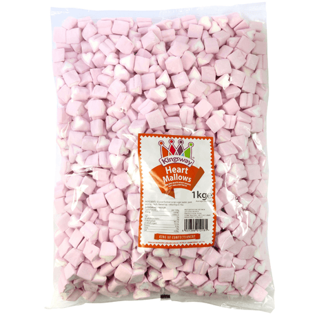 Kingsway Big Bag Pink and White Mini Heart Mallows (1kg)