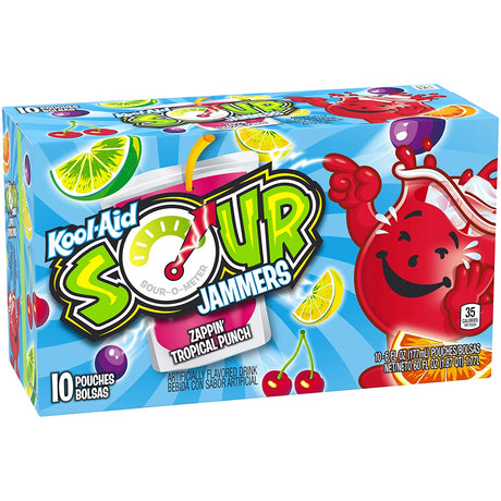 Kool-Aid Sour Jammers Zappin’ Tropical Punch (Pack of 10)