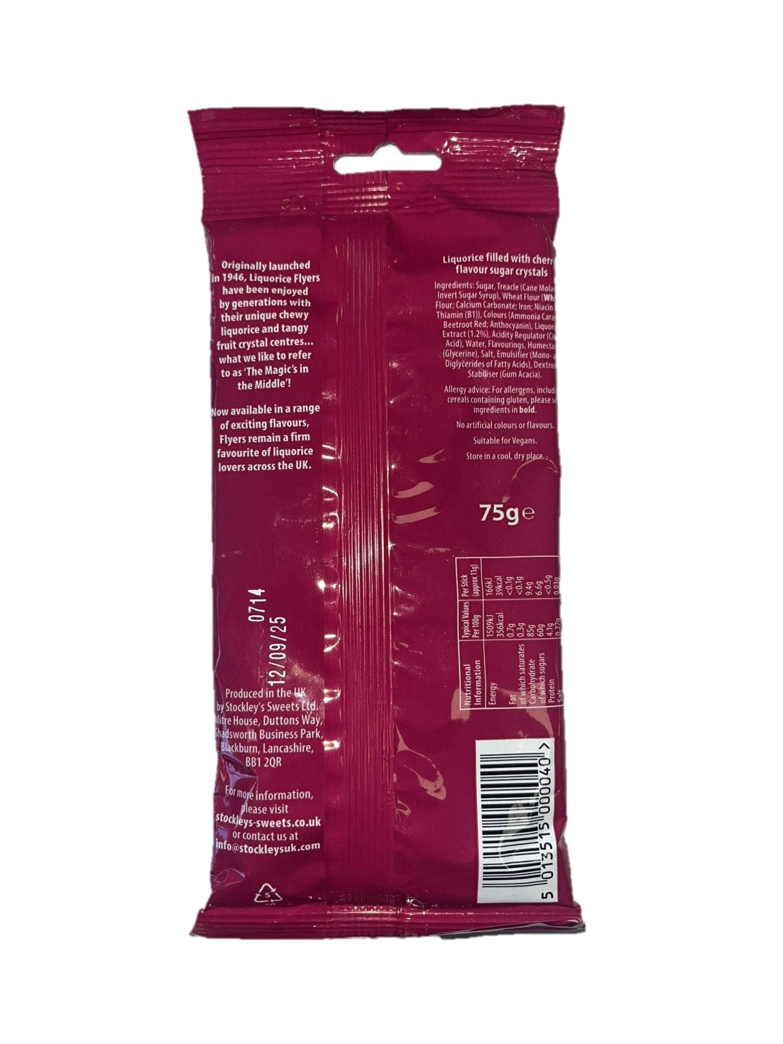 Liquorice Cherry Flyers Peg Bag 75g – SoSweet