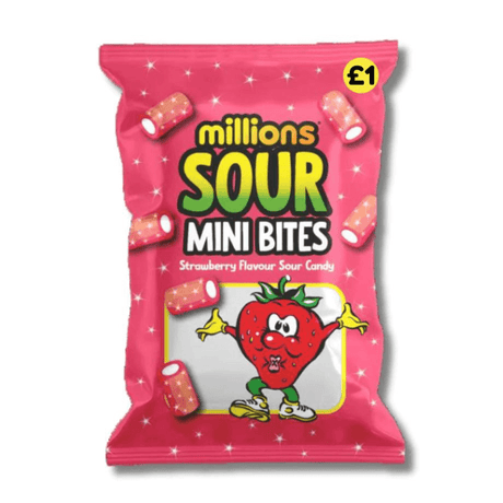 Millions Bags Sour Strawberry Mini Bites (140g)