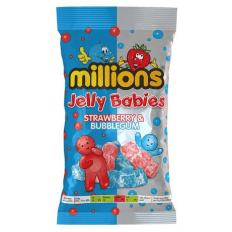 Millions Bags Strawberry & Bubblegum Jelly Babies (140g)