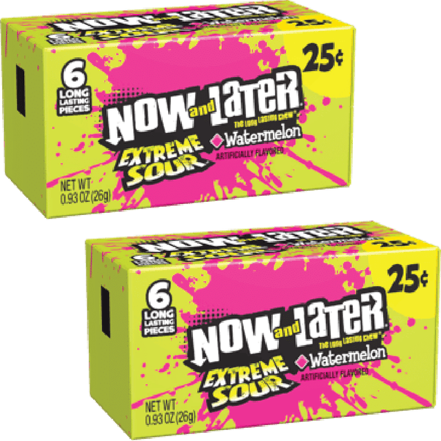 Now and Later Mini Extreme Sour Watermelon (26g) (2 Pack)