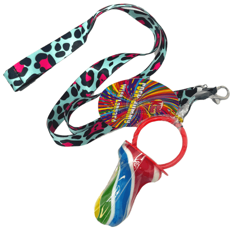 Rock Lollipop Lanyard Green Leopard