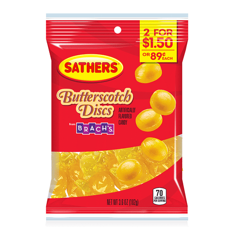 Sathers Butterscotch Discs Peg Bag (120g)