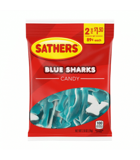 Sathers Gummallos Blue Sharks Peg Bag (74g)