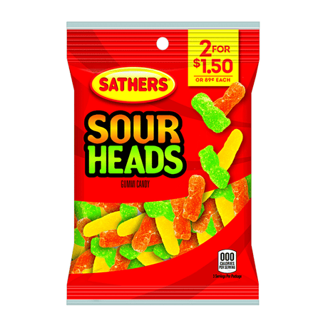 Sathers Sour Heads Peg Bag (99g)