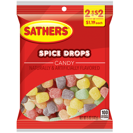 Sathers Spice Drops Peg Bag (141g)