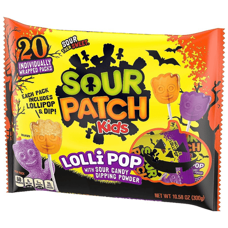 Sour Patch Kids Halloween Lollipops with Dipping Powder (300g) 20 count
