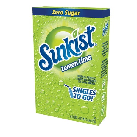 Sunkist Singles To Go Zero Sugar Lemon Lime (6 Pack)