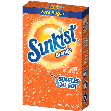 Sunkist Singles To Go Zero Sugar Orange (6 Pack)