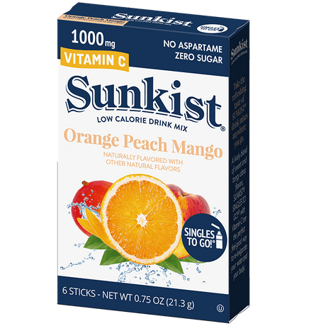 Sunkist Singles To Go Zero Sugar Orange Peach Mango (6 Pack)