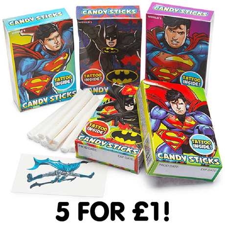 Superman and Batman Candy Sticks (5 Pack)
