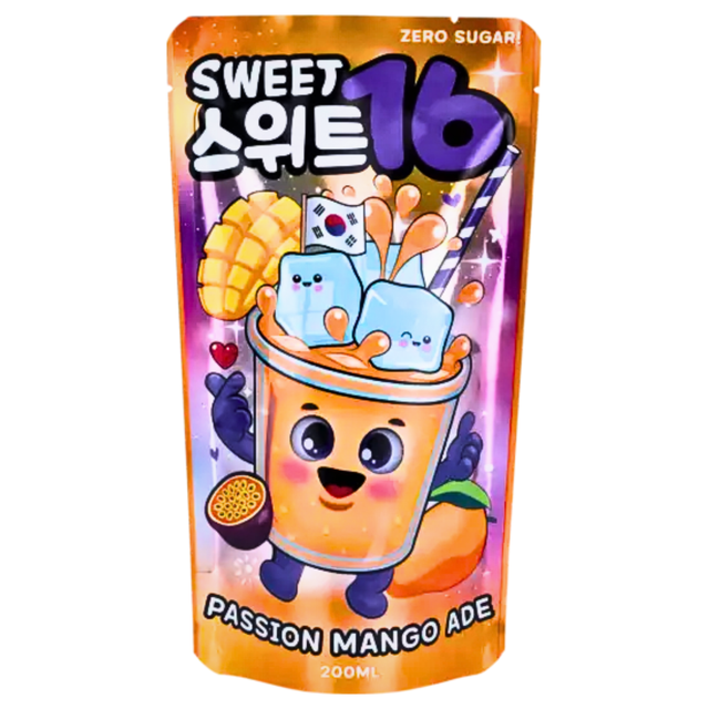 Sweet16 Passion Mango Ade Zero Sugar Pouch 200ml (KOREA)