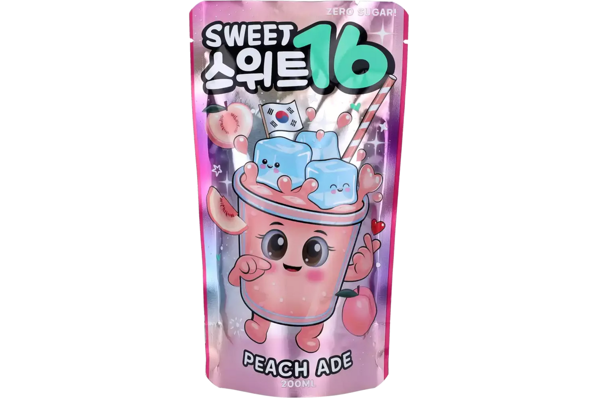 Sweet16 Peach Ade Zero Sugar Pouch 200ml (KOREA)