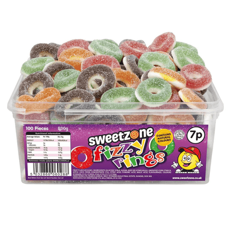 Sweetzone Tub Fizzy Assorted Rings (800g)