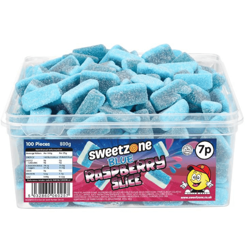 Sweetzone Tub Fizzy Blue Raspberry Slices (800g)