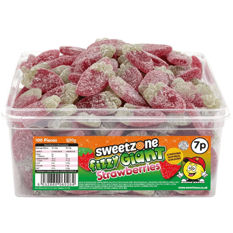 Sweetzone Tub Fizzy Giant Strawberries (800g)