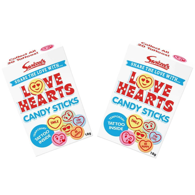 Swizzels Love Heart Candy Sticks (18g) (2 Pack)