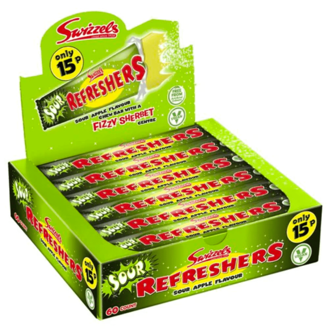 Swizzels Refreshers Sour Apple Chew Bar (Box of 60)