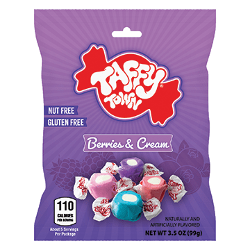 Taffy Town Berries & Cream Salt Water Taffy Peg Bag 99g USA