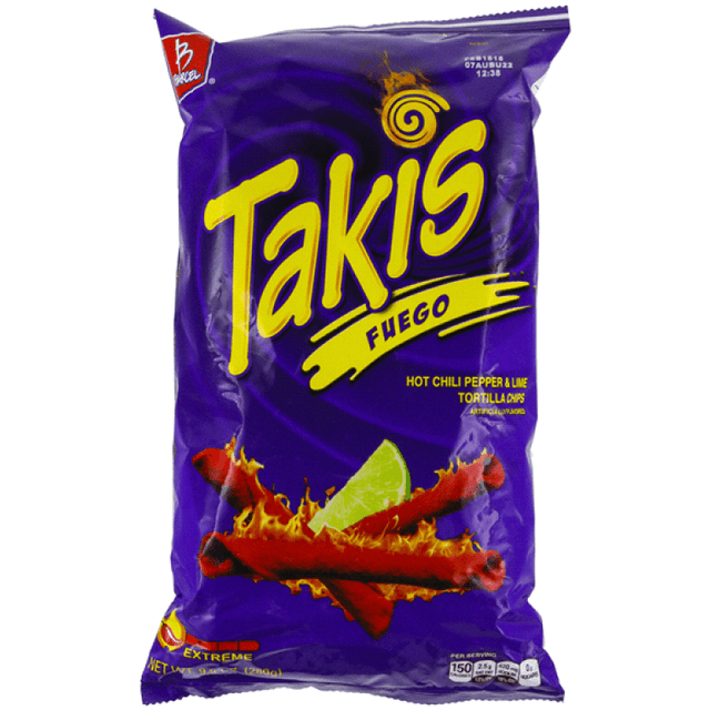 Takis Fuego Hot Chili Pepper & Lime Tortilla Chips (280g)(BB 23/11/23)