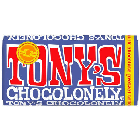 Tony's Chocolonely Dark Chocolate, Pretzel and Toffee Bar (180g)