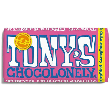Tony's Chocolonely White Chocolate, Raspberry and Popping Candy Bar (180g)
