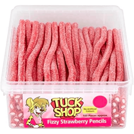 Tuck Shop Fizzy Strawberry Pencils Tub (100pcs)