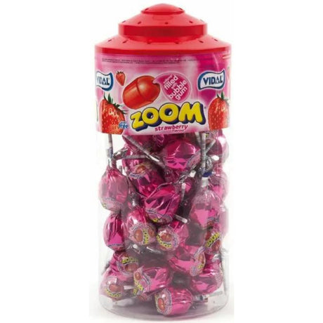Vidal Mega Zoom Strawberry Lollipops Tub (50pcs)