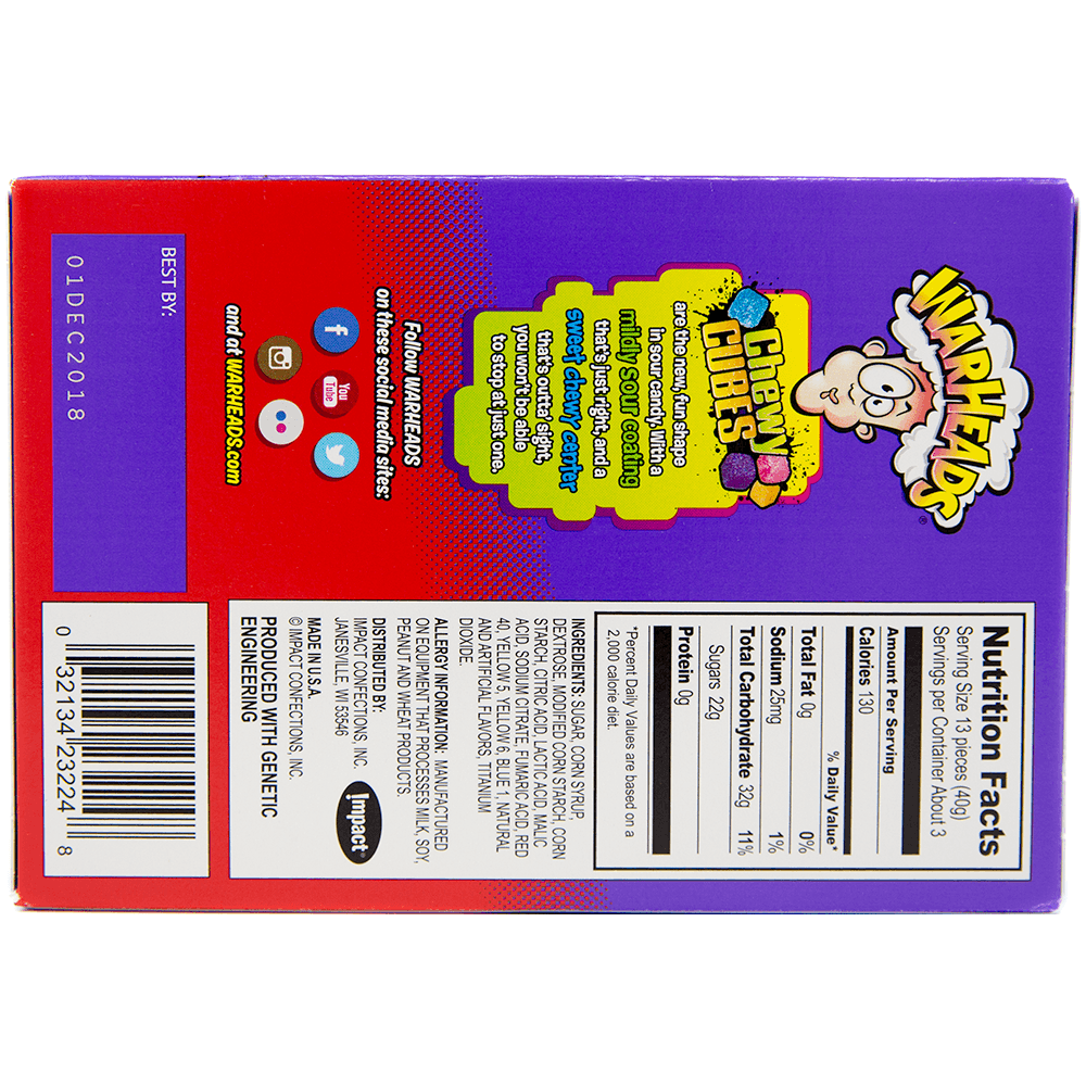 Warheads Chewy Cubes Theatre Box (113g)