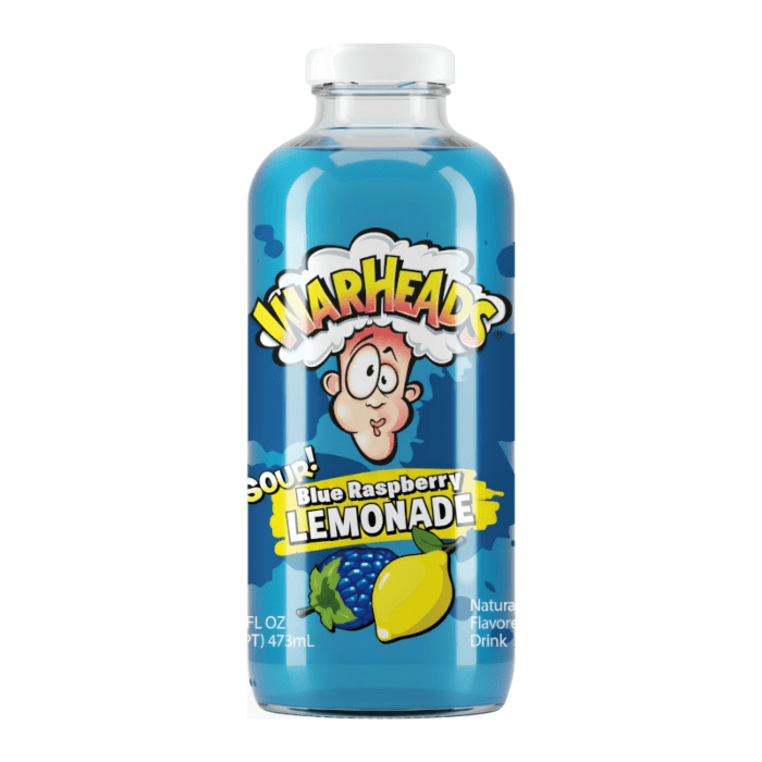 Warheads Sour Blue Raspberry Lemonade Bottle 473ml USA