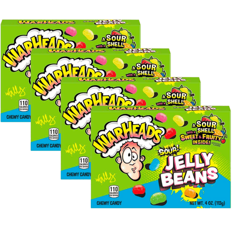 Warheads Sour Jelly Beans Theatre Box (Pack of 4)