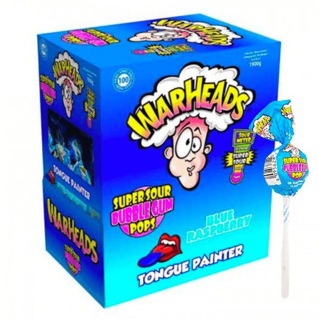 Warheads Super Sour Tongue Painter Blue Raspberry Lollipop (19g)